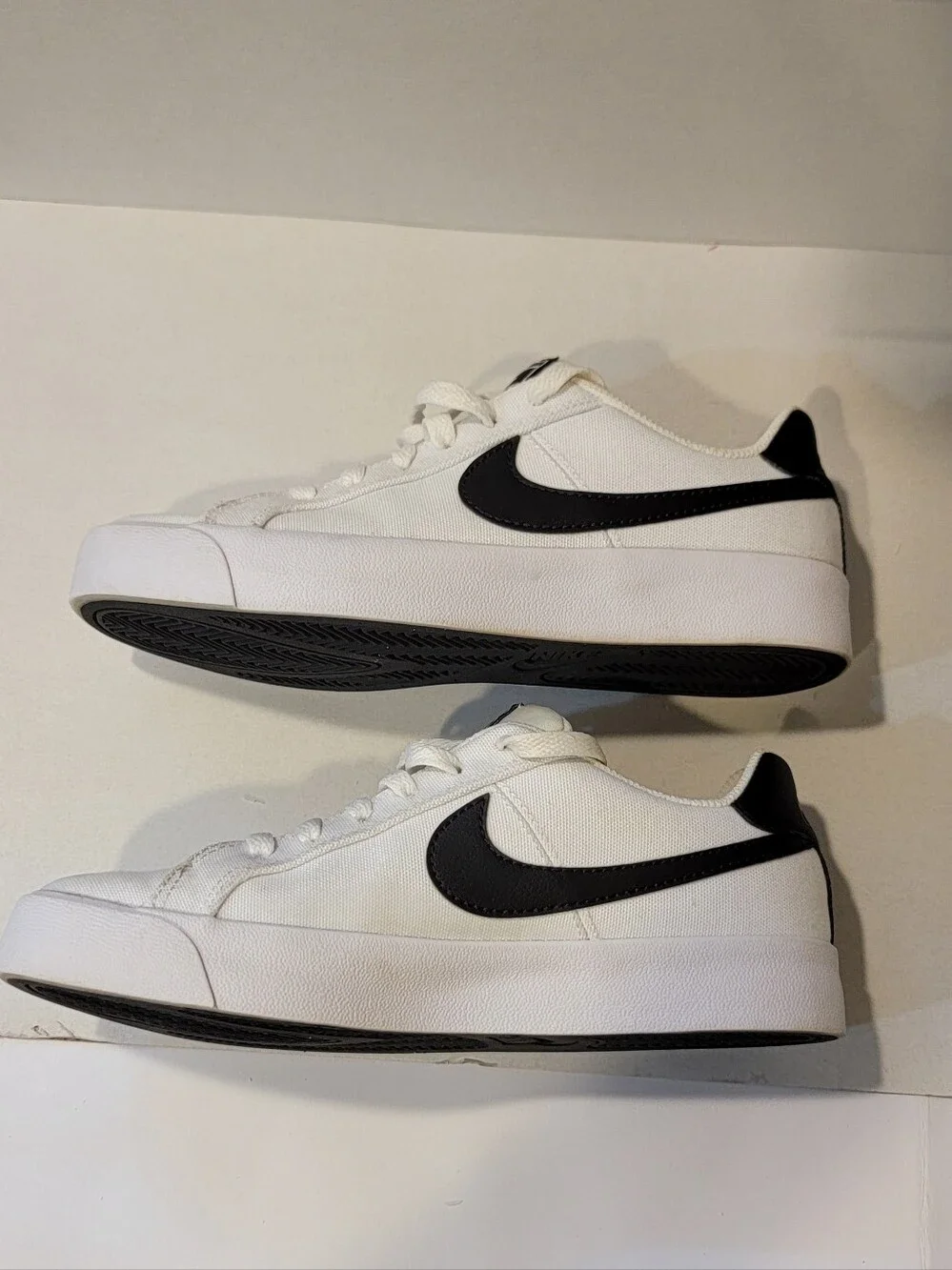 Nike White and Black Court Royale AC Sneakers with Black Swoosh